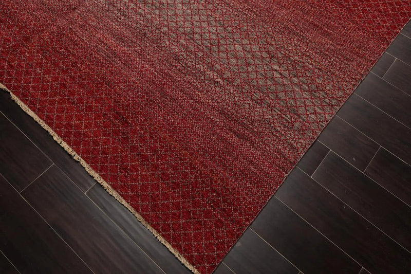 8' x 10' Hand Knotted 100% Wool Modern Oriental Area Rug Red, Gray, Beige