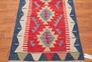 3'11"x5'8"Authentic Turkish Hand Knotted Kilim Traditional Oriental Area rug Red