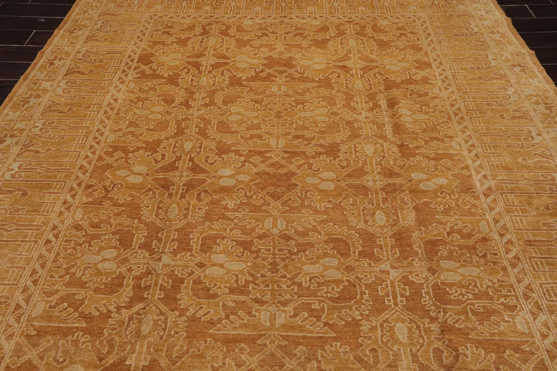 8'3'' x 11'3'' Wool Foundation Hand Knotted Wool Rare Egyptian Area Rug Brown