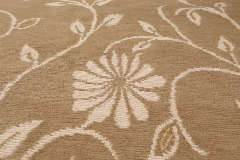 8x10 Tone On Tone Beige Hand Knotted Tibetan 100% Wool Lapchi Transitional Oriental Area Rug