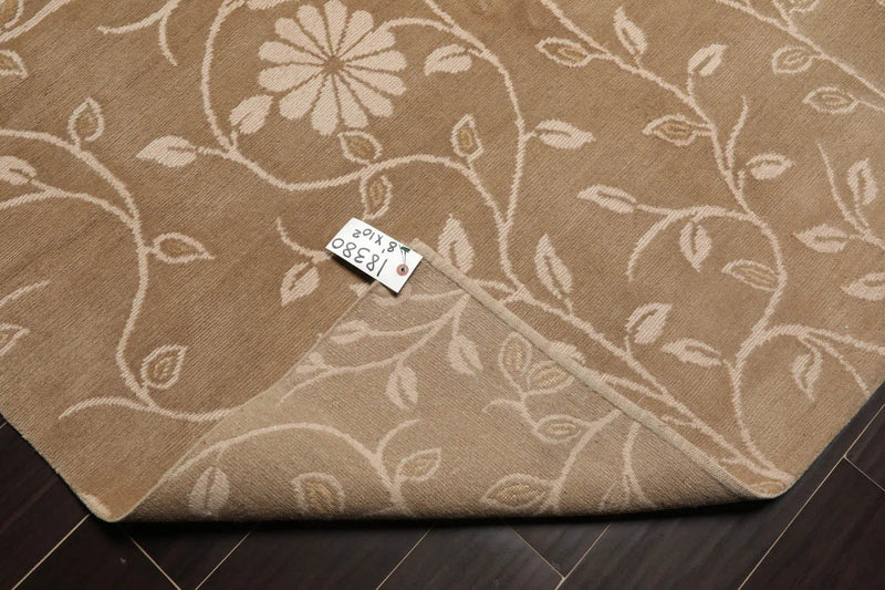 8x10 Tone On Tone Beige Hand Knotted Tibetan 100% Wool Lapchi Transitional Oriental Area Rug