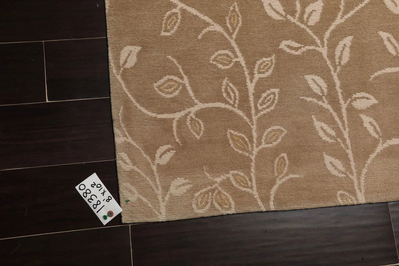 8x10 Tone On Tone Beige Hand Knotted Tibetan 100% Wool Lapchi Transitional Oriental Area Rug