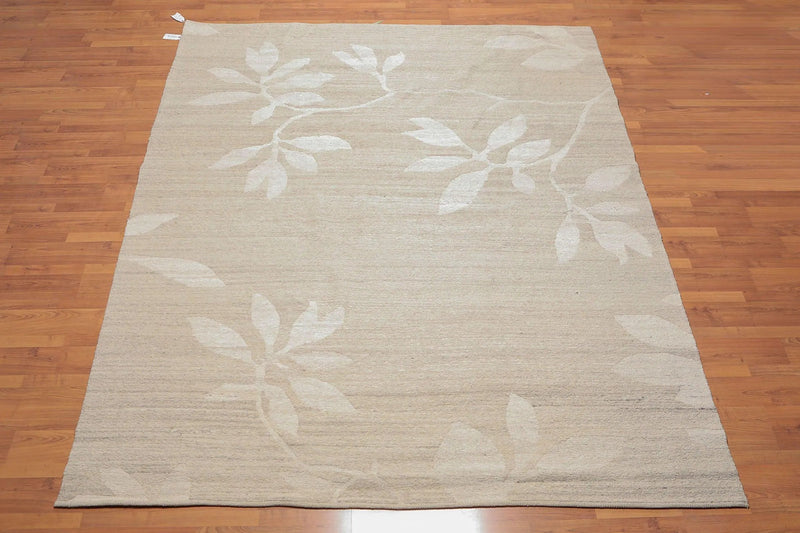 8' x 10' Hand Knotted Ultra Hip Designer Tibetan Flatweave Area Rug Oatmeal