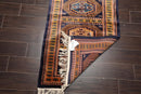 2'7"x 14'10" Runner Hand Knotted Wool Bokhaara High Sheen 300 KPSI Area Rug Navy
