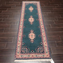 2'6''x 8' Runner Hand Knotted 100% Wool Rare Romanian Kermann Area Rug Turquoise