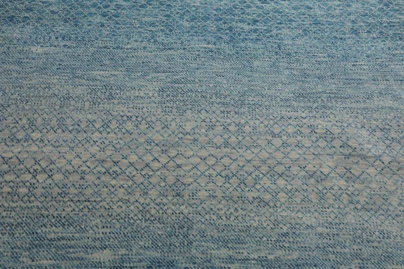 9’ x 12’ Hand Knotted 100% Wool Modern Oriental Area Rug Aqua