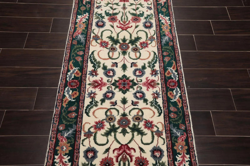 2'7'' x 16' Runner Hand Knotted 100% Wool Arts & Crafts Oriental Area Rug Cream