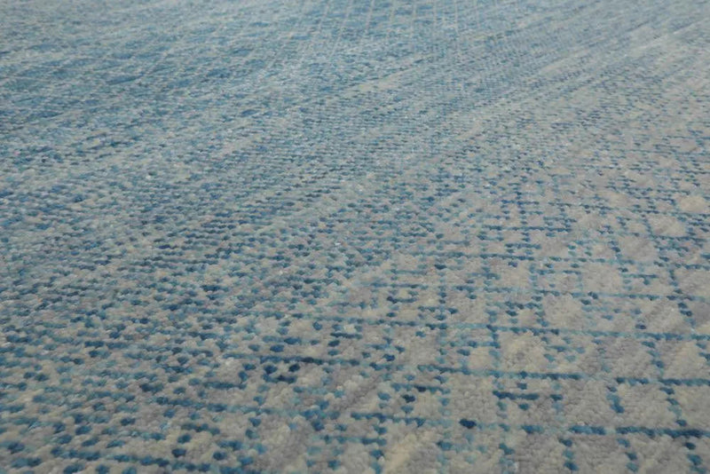 9’ x 12’ Hand Knotted 100% Wool Modern Oriental Area Rug Aqua