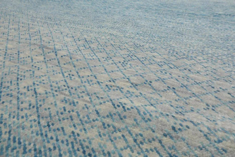 9’ x 12’ Hand Knotted 100% Wool Modern Oriental Area Rug Aqua