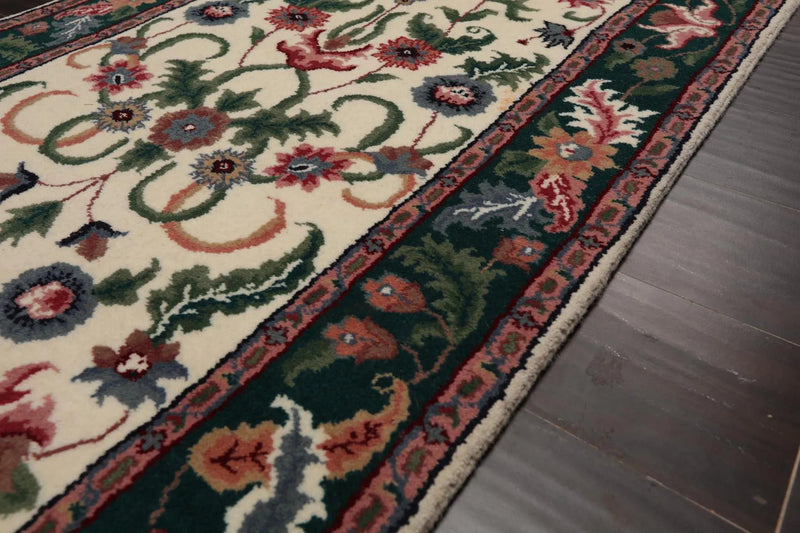 2'7'' x 16' Runner Hand Knotted 100% Wool Arts & Crafts Oriental Area Rug Cream