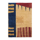5'7" x 8'2" Hand Knotted Modern Abstract Wool Tibetan Area Rug Tan