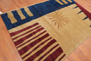 5'7" x 8'2" Hand Knotted Modern Abstract Wool Tibetan Area Rug Tan