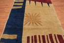 5'7" x 8'2" Hand Knotted Modern Abstract Wool Tibetan Area Rug Tan