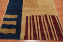 5'7" x 8'2" Hand Knotted Modern Abstract Wool Tibetan Area Rug Tan