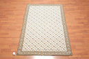 5' x 8' Hand Woven Floral Flatweave Wool French Needlepoint Area Rug Beige