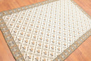 5' x 8' Hand Woven Floral Flatweave Wool French Needlepoint Area Rug Beige