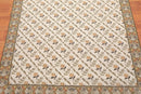 5' x 8' Hand Woven Floral Flatweave Wool French Needlepoint Area Rug Beige