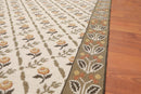 5' x 8' Hand Woven Floral Flatweave Wool French Needlepoint Area Rug Beige