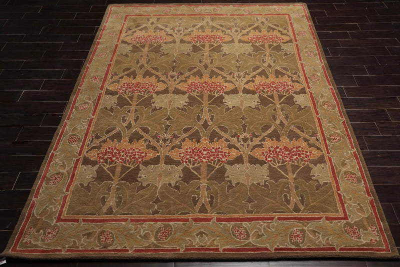 Multi Size Green, Sage Hand Tufted Hand Made 100% Wool William Morris Transitional Oriental Area Rug