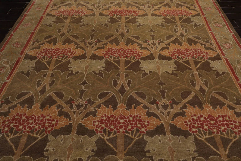 Multi Size Green, Sage Hand Tufted Hand Made 100% Wool William Morris Transitional Oriental Area Rug