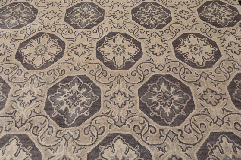 7'5"x9'5" Hanmade Wool & Art Silk Patterned Transitional Oriental Area Rug Gray