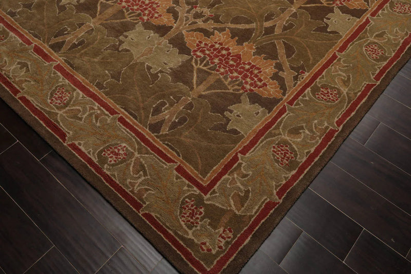 Multi Size Green, Sage Hand Tufted Hand Made 100% Wool William Morris Transitional Oriental Area Rug