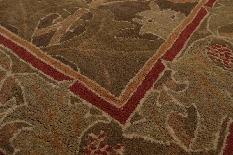 Multi Size Green, Sage Hand Tufted Hand Made 100% Wool William Morris Transitional Oriental Area Rug