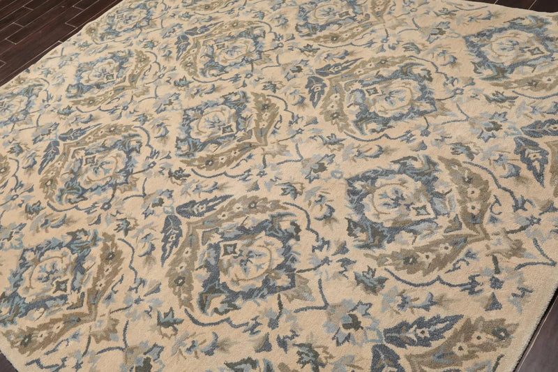 7'5'' x 9'5'' Hand Knotted Handmade 100% Wool Patterned Area Rug Beige