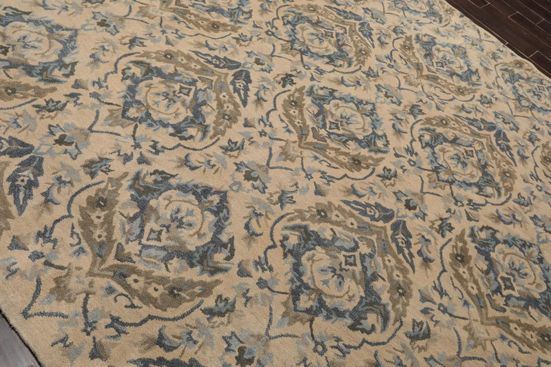 7'5'' x 9'5'' Hand Knotted Handmade 100% Wool Patterned Area Rug Beige