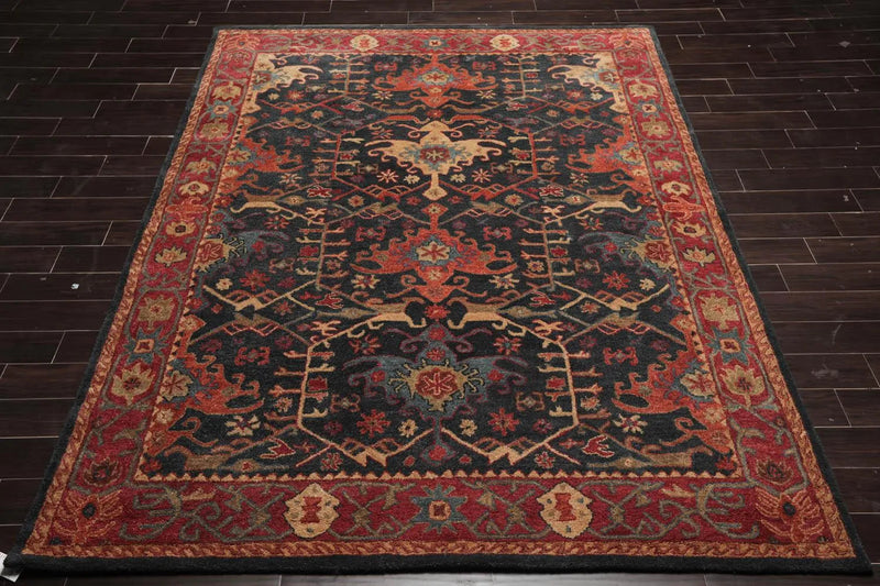 Handmade Multi Size 100% Wool Dark Blue Oriental Area Rug