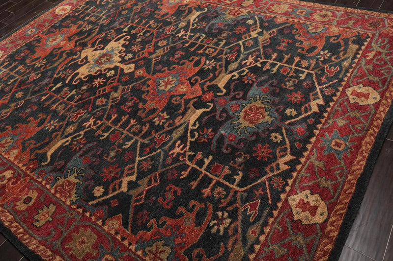 Handmade Multi Size 100% Wool Dark Blue Oriental Area Rug