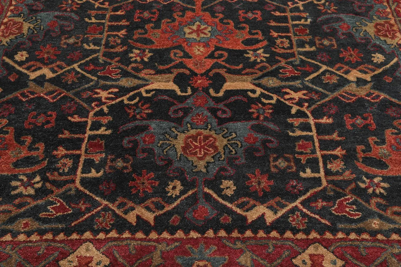 Handmade Multi Size 100% Wool Dark Blue Oriental Area Rug