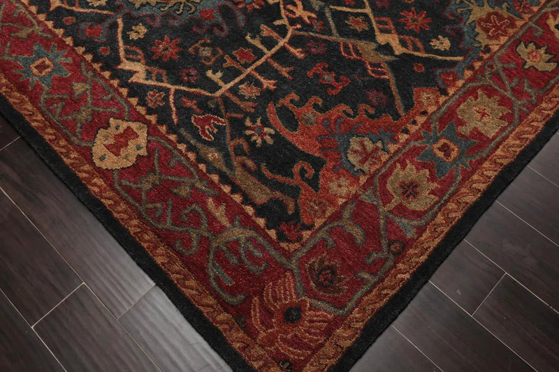 Handmade Multi Size 100% Wool Dark Blue Oriental Area Rug
