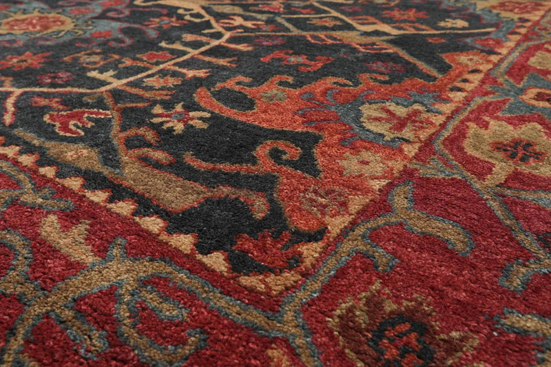 Handmade Multi Size 100% Wool Dark Blue Oriental Area Rug