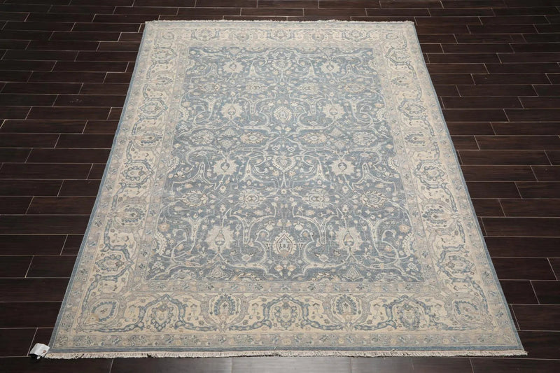 8’ x 10’ Hand Knotted Sand Blast Peshawar 200 KPSI Wool Oriental Area Rug Slate