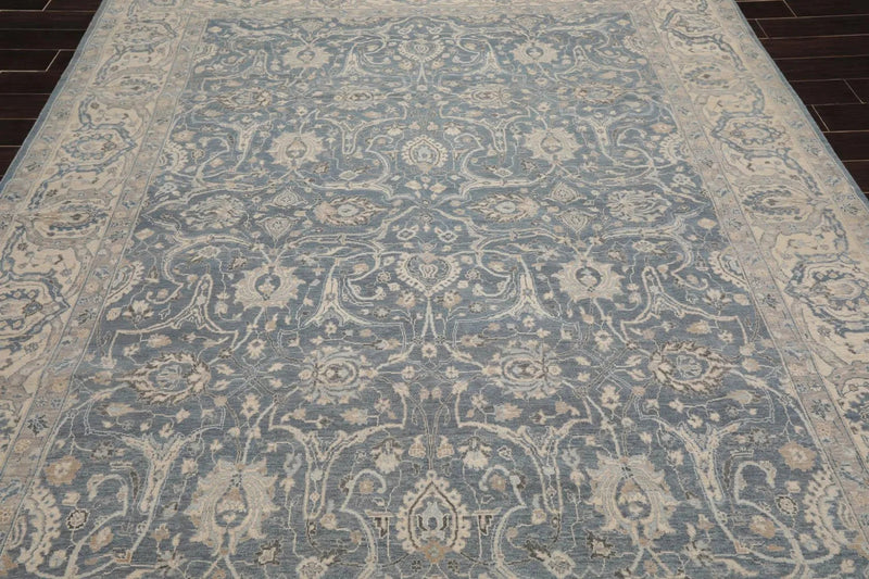 8’ x 10’ Hand Knotted Sand Blast Peshawar 200 KPSI Wool Oriental Area Rug Slate