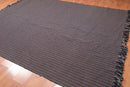 8x11 Black Hand Woven 100% Wool Traditional Flatweave Oriental Area Rug