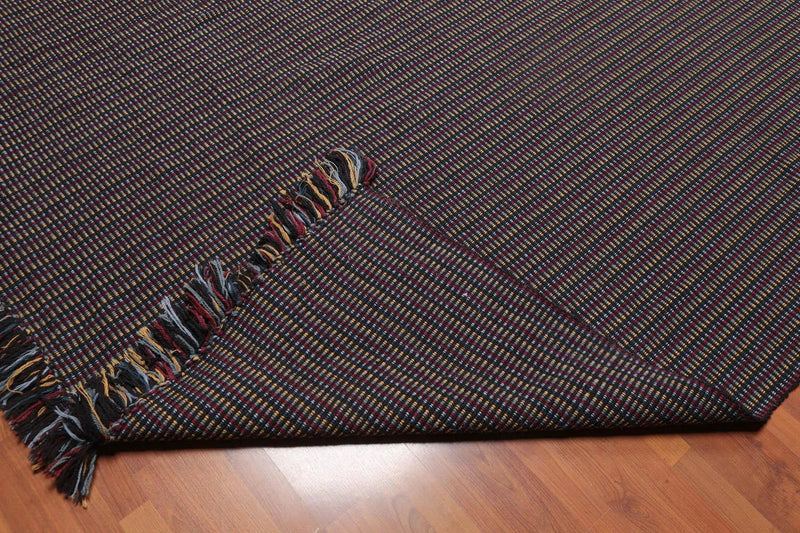 8x11 Black Hand Woven 100% Wool Traditional Flatweave Oriental Area Rug