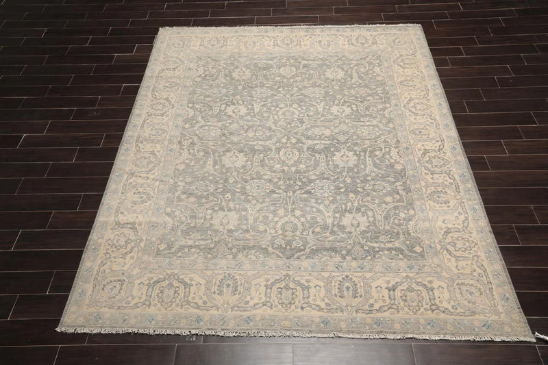 8’x10’ Hand Knotted Wool Sand Blast Peshawar 200 KPSI Oriental Area Rug Gray