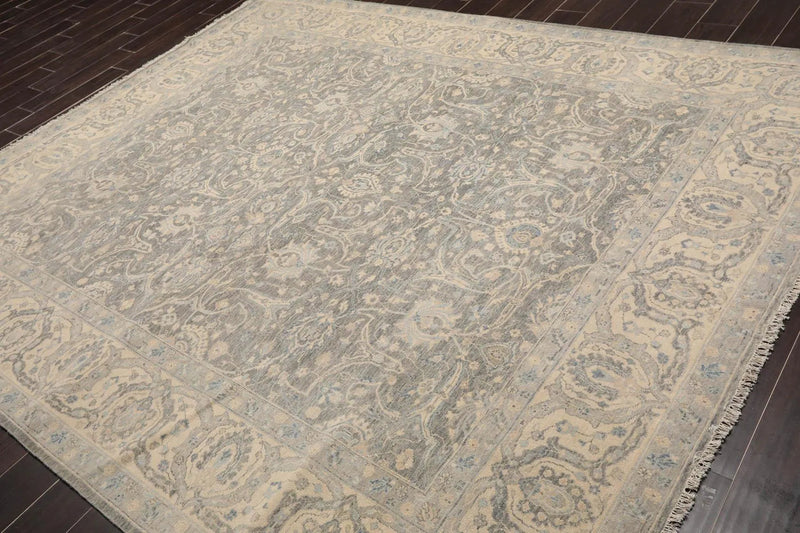 8’x10’ Hand Knotted Wool Sand Blast Peshawar 200 KPSI Oriental Area Rug Gray