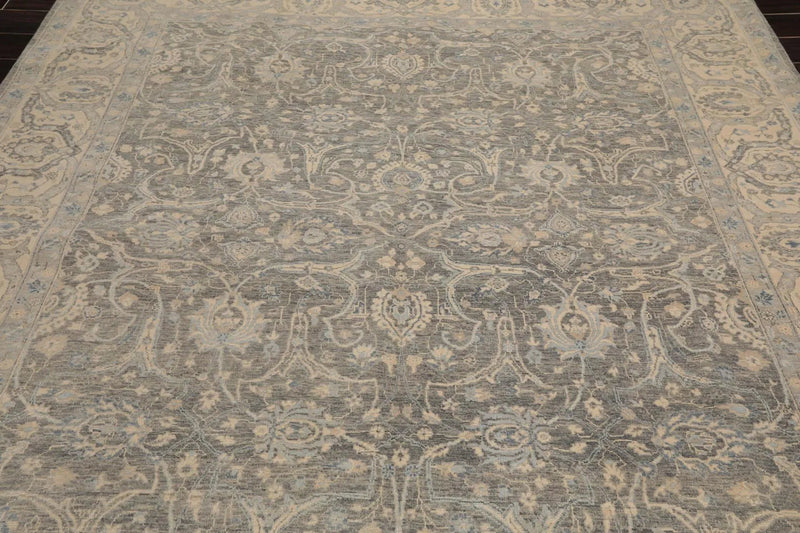 8’x10’ Hand Knotted Wool Sand Blast Peshawar 200 KPSI Oriental Area Rug Gray