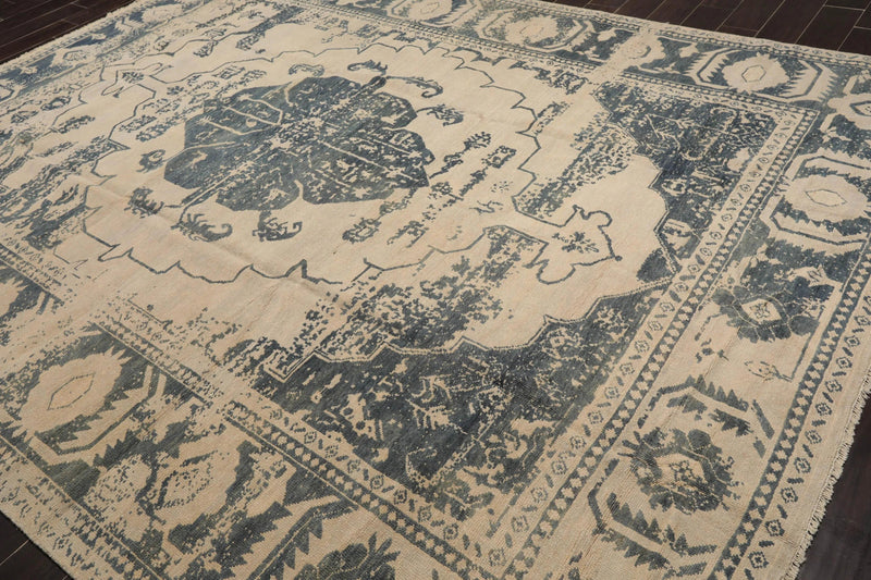 9'x12' Custom Made Hand Knotted Designer Wool Oushak Oriental Area Rug Beige