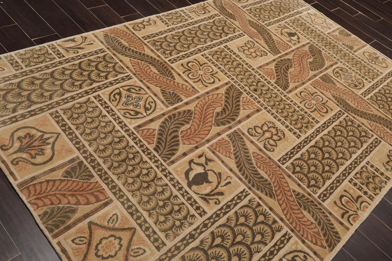 6' x 9' Hand Knotted Tibetan 100% Wool Art Deco Oriental Area Rug Beige