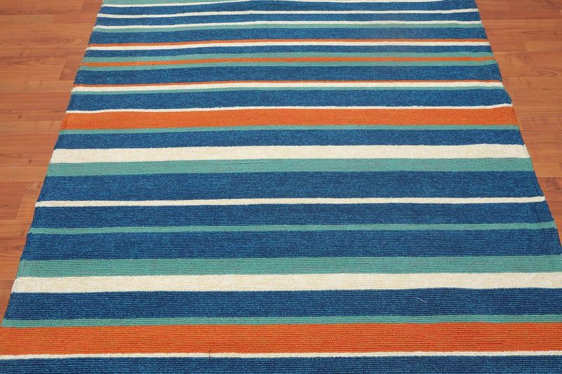 5x8 Ivory, Blue Handmade Polypropylene Modern & Contemporary Designer Oriental Area Rug