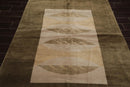 5x7 Beige, Moss Hand Knotted Tibetan 100% Wool Michaelian & Kohlberg Transitional Oriental Area Rug Beige, Moss