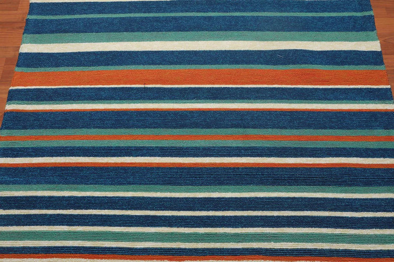 5x8 Ivory, Blue Handmade Polypropylene Modern & Contemporary Designer Oriental Area Rug