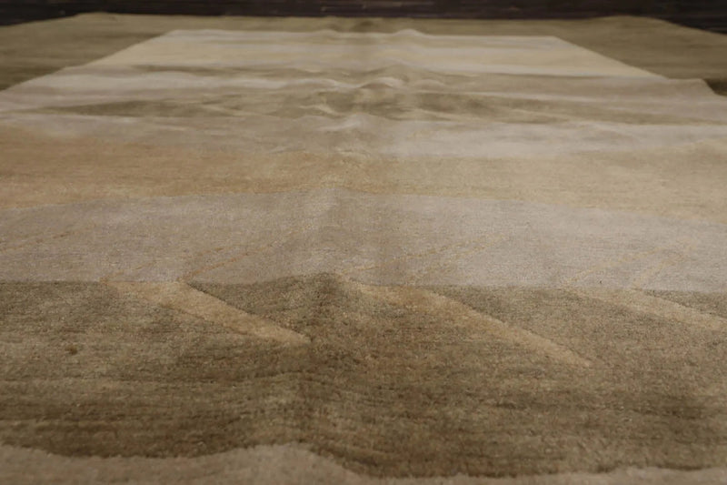 5x7 Beige, Moss Hand Knotted Tibetan 100% Wool Michaelian & Kohlberg Transitional Oriental Area Rug Beige, Moss