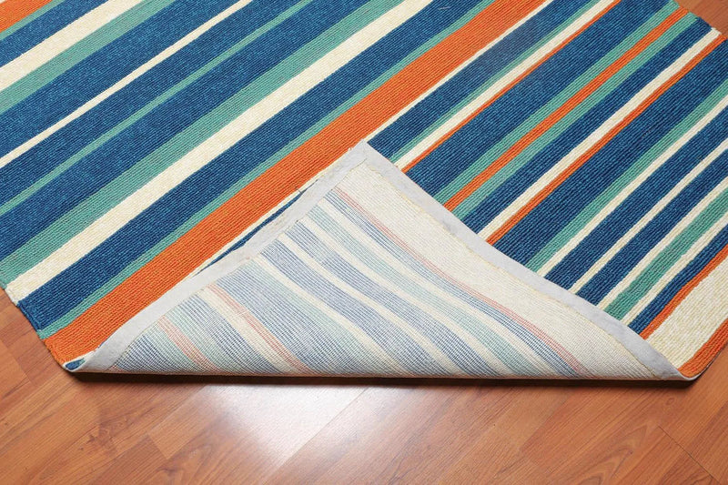 5x8 Ivory, Blue Handmade Polypropylene Modern & Contemporary Designer Oriental Area Rug