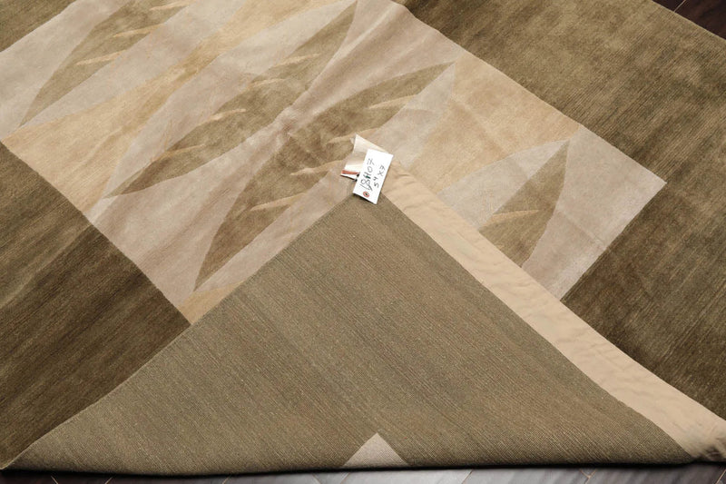 5x7 Beige, Moss Hand Knotted Tibetan 100% Wool Michaelian & Kohlberg Transitional Oriental Area Rug Beige, Moss