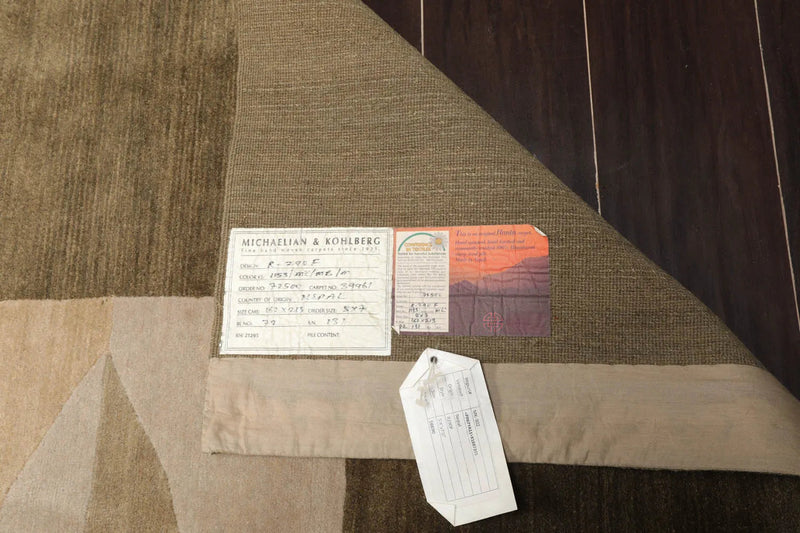 5x7 Beige, Moss Hand Knotted Tibetan 100% Wool Michaelian & Kohlberg Transitional Oriental Area Rug Beige, Moss